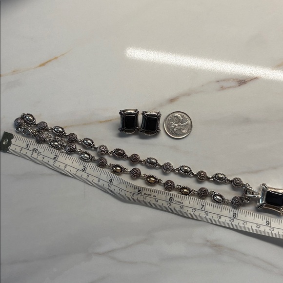 VTG Avon Textured Chain Necklace Set Black Pendant Removable Silver 2003 NIB 129 - Picture 12 of 15